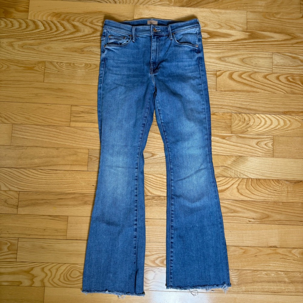 Mother The Weekender Fray Jeans Sz 30 A Groovy Kind of Love Medium Wash Flare